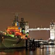 HMS Belfast at night - HMS Belfast